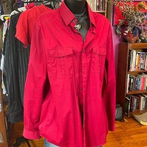 Red Fitted Express Shirt, Men's Large
